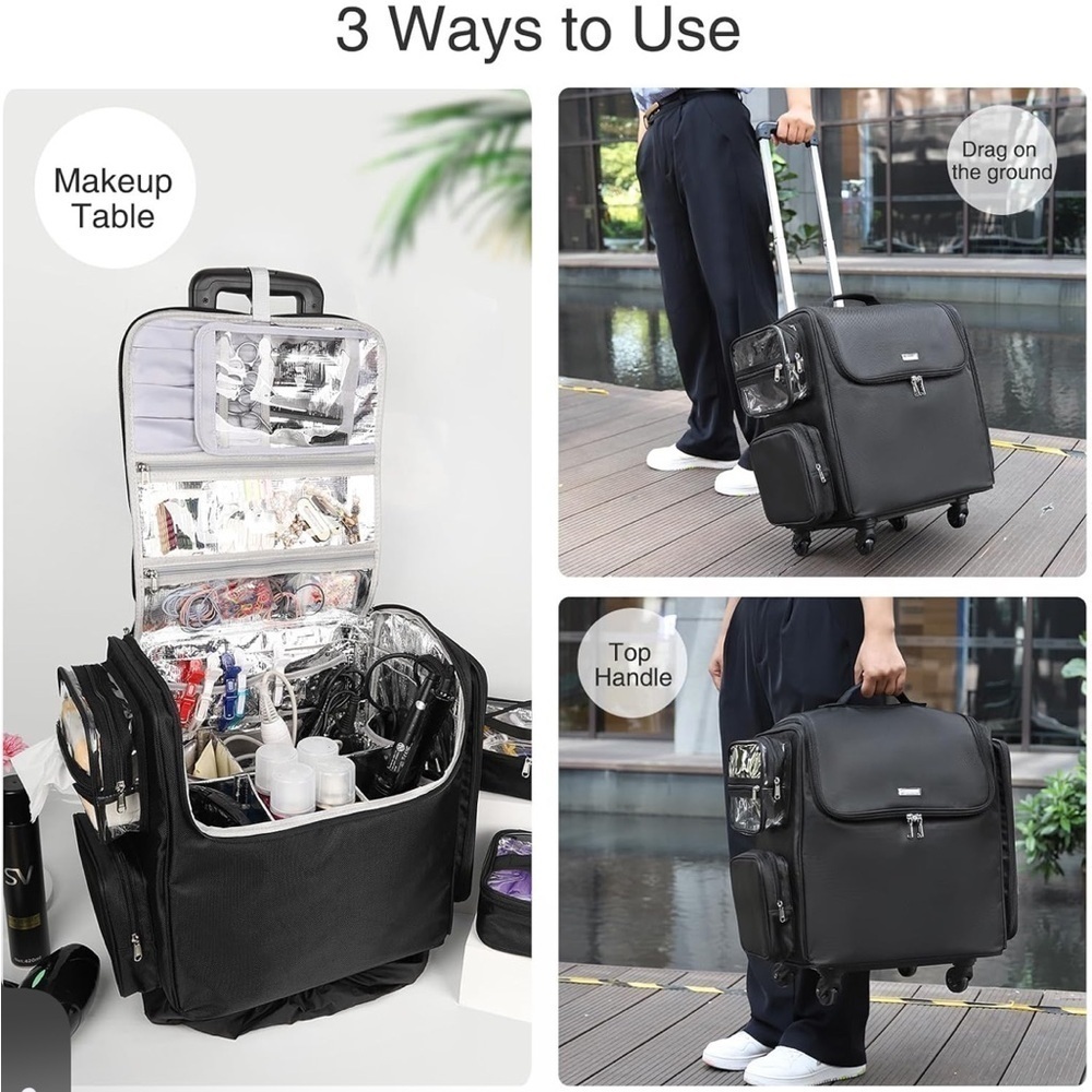 Relavel Rolling Makeup Case Cosmetology Case on Wheels Hair Stylist/Hairdresser - Picture 6 of 7